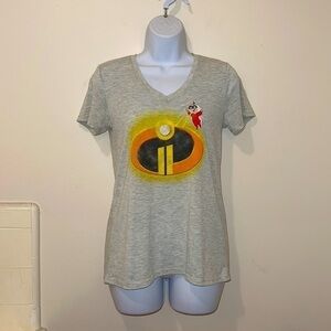 Women’s Disney/Pixar Incredibles 2 Jack-Jack Distressed V-Neck Grey Graphic Tee
